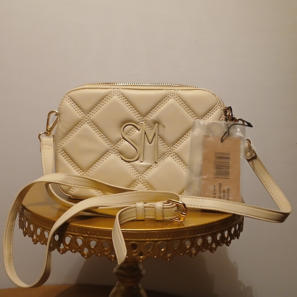 Steve Madden Cream Quilted Crossbody Bag